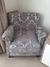 Grey Jacquard Upholstered Accent Armchair