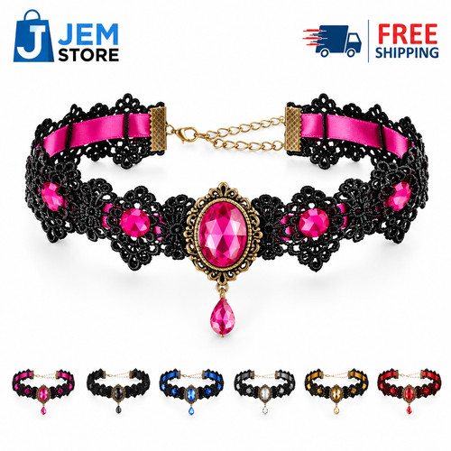 Gothic black lace necklace - gothic,