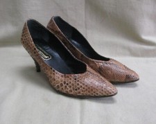 Vintage Romagnoli brown beige real snakeskin leather heeled court shoes  UK 5