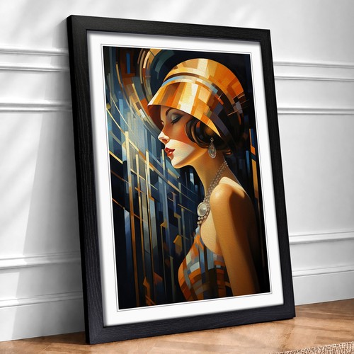 Art deco woman framed - woman,