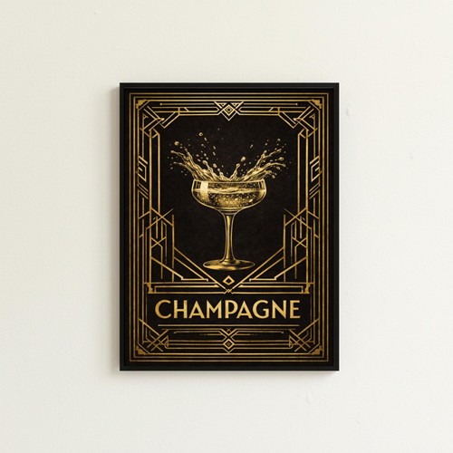 Art deco champagne poster - art,