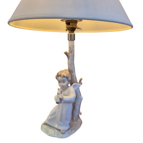 Lladro angel with flute lamp - with,