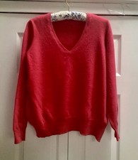 Cashmere Jumper M And S Autograph V Neck Hot Pink Size 22