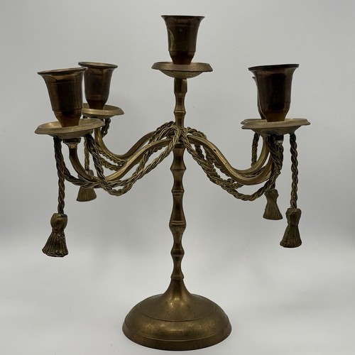 Vintage tall brass 4 arm - 10",