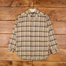 Vintage Pendleton Check Shirt Button L USA Made 70s Mens Long Sleeve Beige