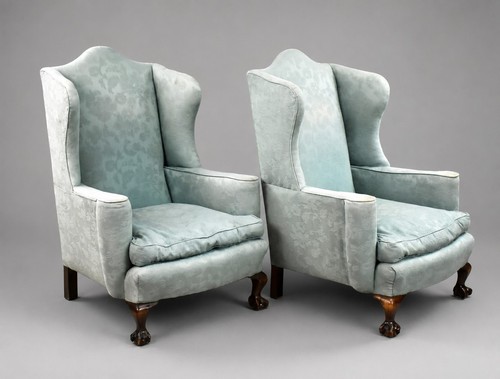 Pair antique wing back - antique,