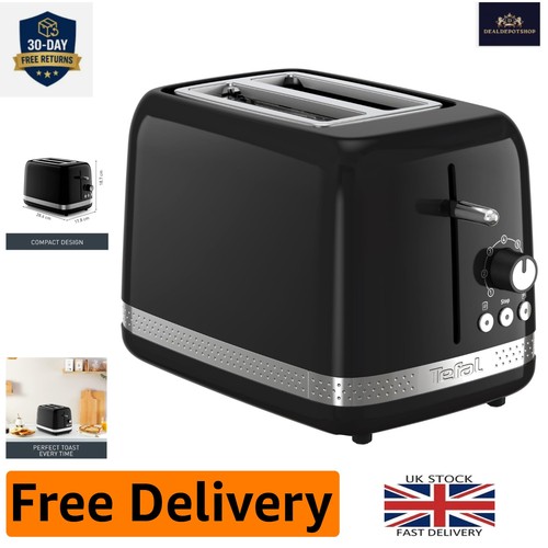Polished black slice toaster - black, 2-slice