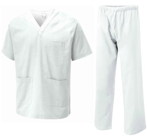 White scrub set tunic - scrub,