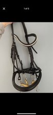 Schockemohle Venice Rolled Double Bridle XL. Black. BITS NOT INCLUDED