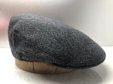 Mens 100% pure wool Grey Herringbone tweed flat cap size 71/8 58cm MUST GO