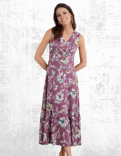 Women’s Seasalt Jersey Dress Cotton Sleeveless Wrap V Neck Purple Heather Bloom