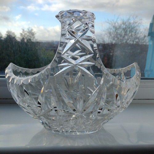 Vintage crystal basket - vintage, large