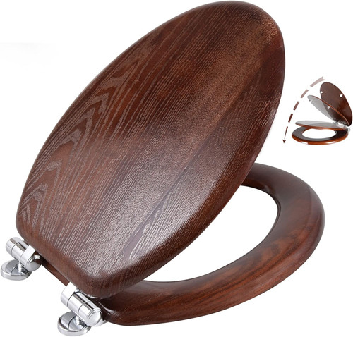 Elongated wood toilet - elongated, seat