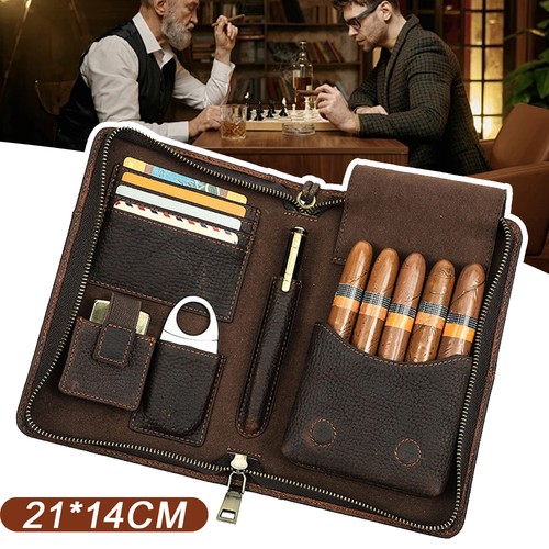 Portable cigar case cowhide - portable,