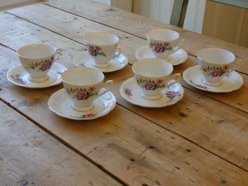 Intage floral tea trio set - intage, x6