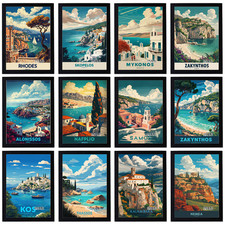 Vintage Travel Holiday Poster Retro City Print Decor Wall Art Greece A5 A4 A3