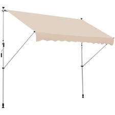 Outsunny Balcony Manual Adjustable Awning, DIY Patio Clamp Awning Canopy, beige