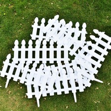 4 8 12 WHITE PLASTIC PICKET FENCING WOODEN EFFECT LAWN BORDER EDGE GARDEN EDGING