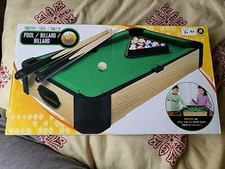 Tabletop Pool / Billiard Game Table 16” X 8.75” Wood Frame, Very Good Condition 