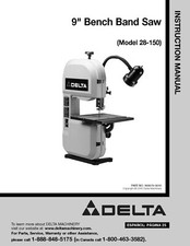 Delta 9" Bench Band Saw 28-150 Instruction Manual SPIRAL BOUND 