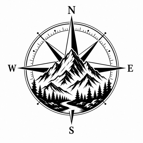 Large compass mountain - x,