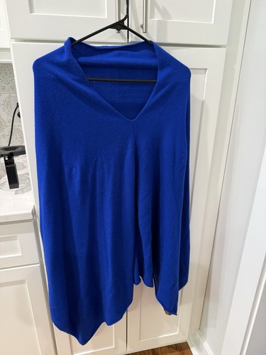 Blue women popover poncho - blue, women’s