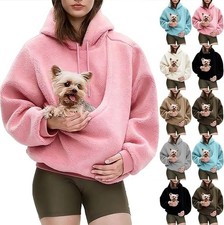 Sherpa Hoodies with Kangaroo Pouch Funny Sweatshirts with Cat Pocket Dog Carrier