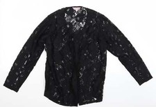 Michele Hope Womens Black Round Neck Polyester Blend Cardigan Size 10