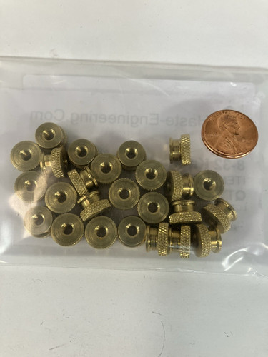 Brass knurled thumb - brass, nut