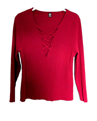 Burgundy red jumper skinny rib - skinny,