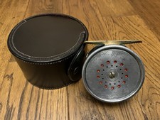 Vintage Hardy Perfect salmon  Fly Reel With Multi Tip Line And Leather Case