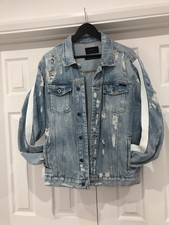 MENS Zara Man. Light Blue Distressed Denim Jacket