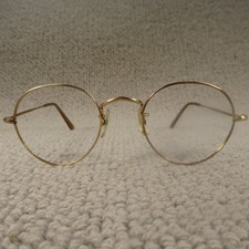 Vintage Algha (Saville Row) Glasses Frames Gold Round Eyeglasses Spectacles