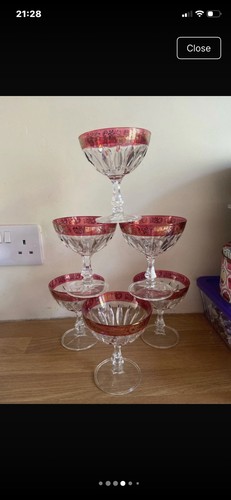 Vintage cranberry and gold - and,