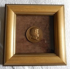 WOLFGANG AMADEUS MOZART 1924 AUSTRIAN 75MM BRONZE MEDAL IN FRAME