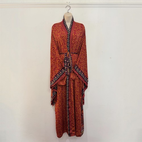 Recycled sari silk long kimono - recycled,