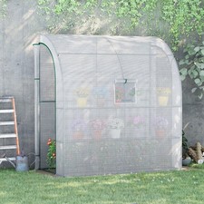 Walk-In Lean to Wall Greenhouse w/Window,Door,Shelf 200L x 100W x 213Hcm