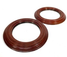 Antique Edwardian Wooden Mahogany Framed  Circular  Wall Mirror Pair – c.1910