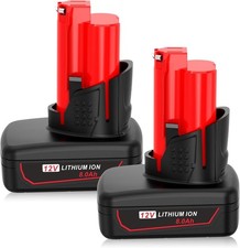 2 Pack M12 12V 6.0Ah Replacement Battery for Milwaukee M12 XC Cordless