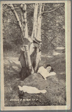 RARE OLD WW1 COMIC POSTCARD - SHALL I RISK IT - 1914 E.L.P. Co.Series