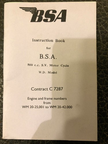 Bsa riders instruction book - bsa,