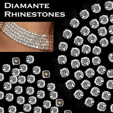 50-500 x Clear Sew on Acrylic Round Diamante Crystal Gems Rhinestone Necklace