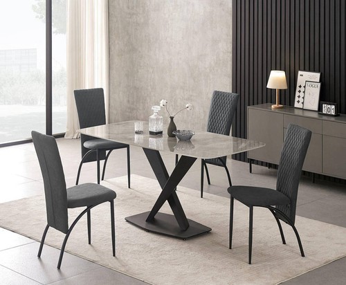 4pcs grey suede fabric dining - grey,