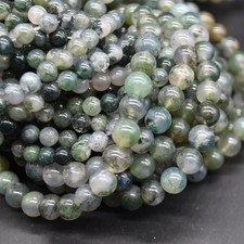 Light Moss Agate Round Beads