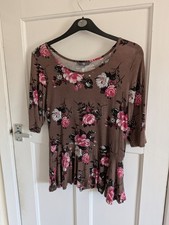BHS Brown Floral Top Sz 16