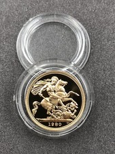 1980 Gold Proof Full sovereign with Box and COA