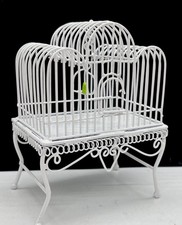 Dolls house large bird cage metal and bird on swing  in 1/12th 