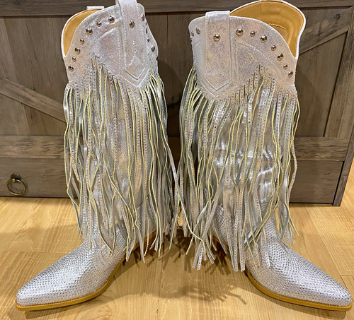 Silver rhinestone fringe - rhinestone,