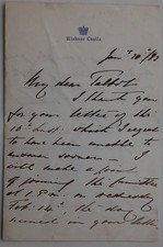 Queen Victoria & Albert Son Prince Arthur Autograph Signed Letter Windsor Castle