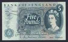 GB QEII - 1963 HOLLOM B297 - £5 FIVE POUNDS BANKNOTE - BETTER GRADE NOTE